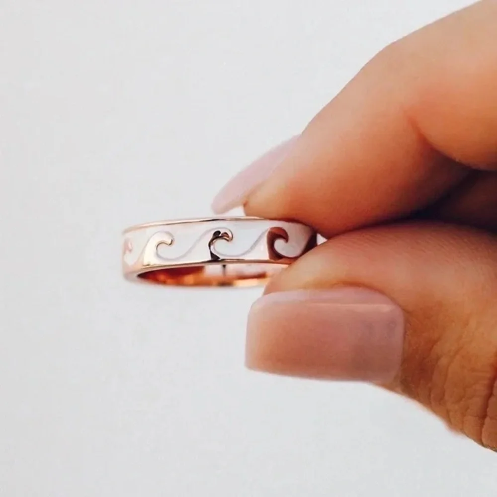❄️ Pura Vida | Reversible Enamel Wave Ring Silver or Rose Gold Various Beach